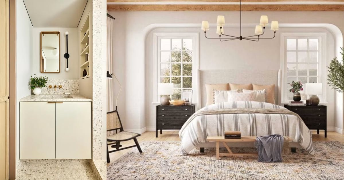 Balboa Mist by Benjamin Moore, left photo from Nicole Franzen featured in Apartment Therapy; right photo from Benjamin Moore.
