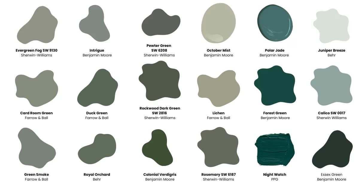 Forest Green and Taupe Paint Color Palette Benjamin Moore E-design