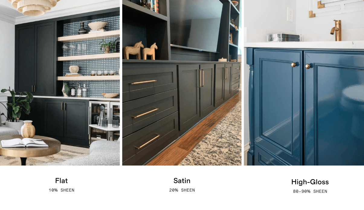 Examples of different sheens from Craftwork cabinetry projects. 