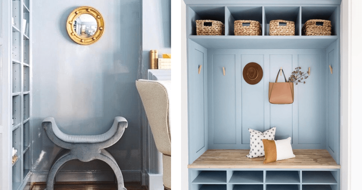  Water's Edge by Benjamin Moore; left image featured House Beautiful, photo by Paul Dryer; right photo by Life Created.