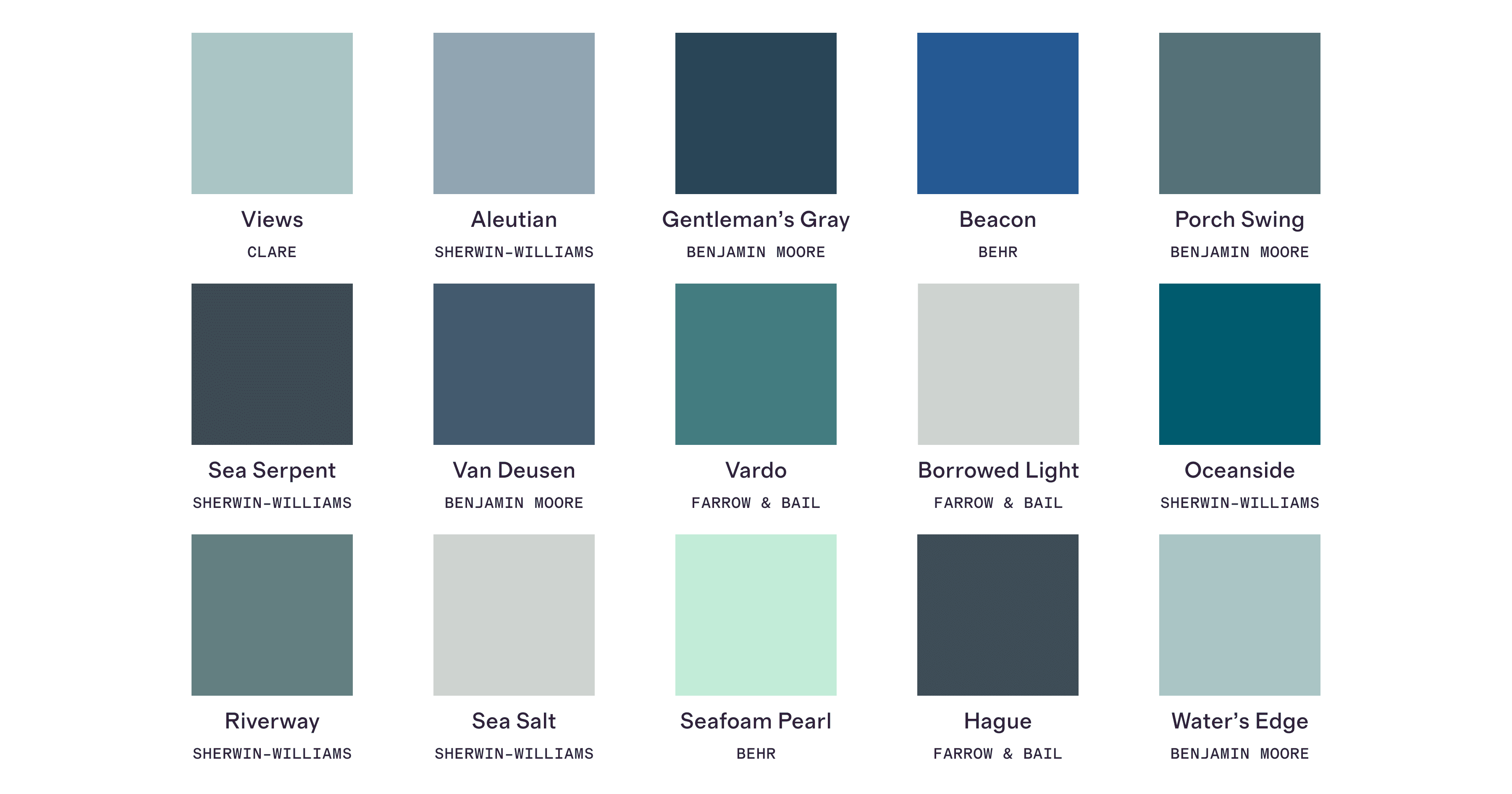 15 Blue Paint Samples