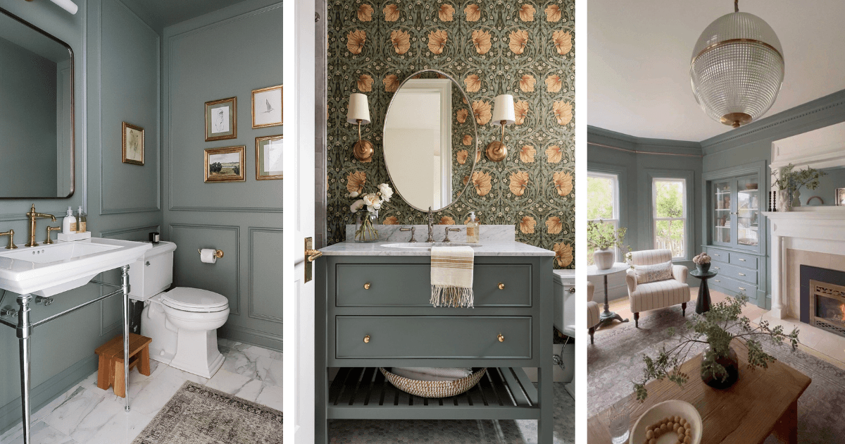 Intrigue by Benjamin Moore: left photo from Jennifer Gizzi; middle photo from Studio McGee; right photo from Kismet House