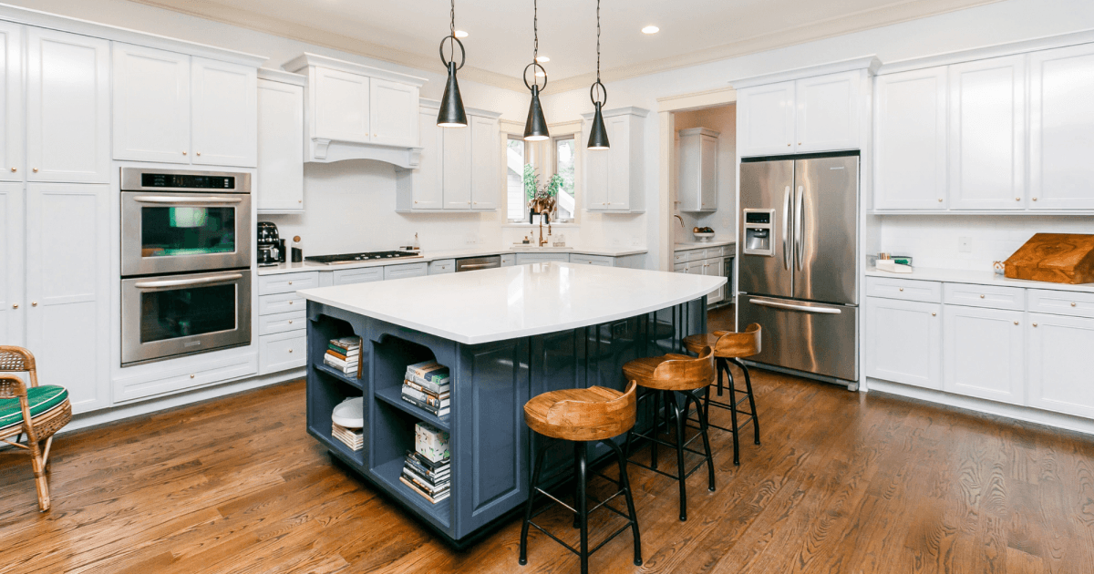 Blue and white cabinets