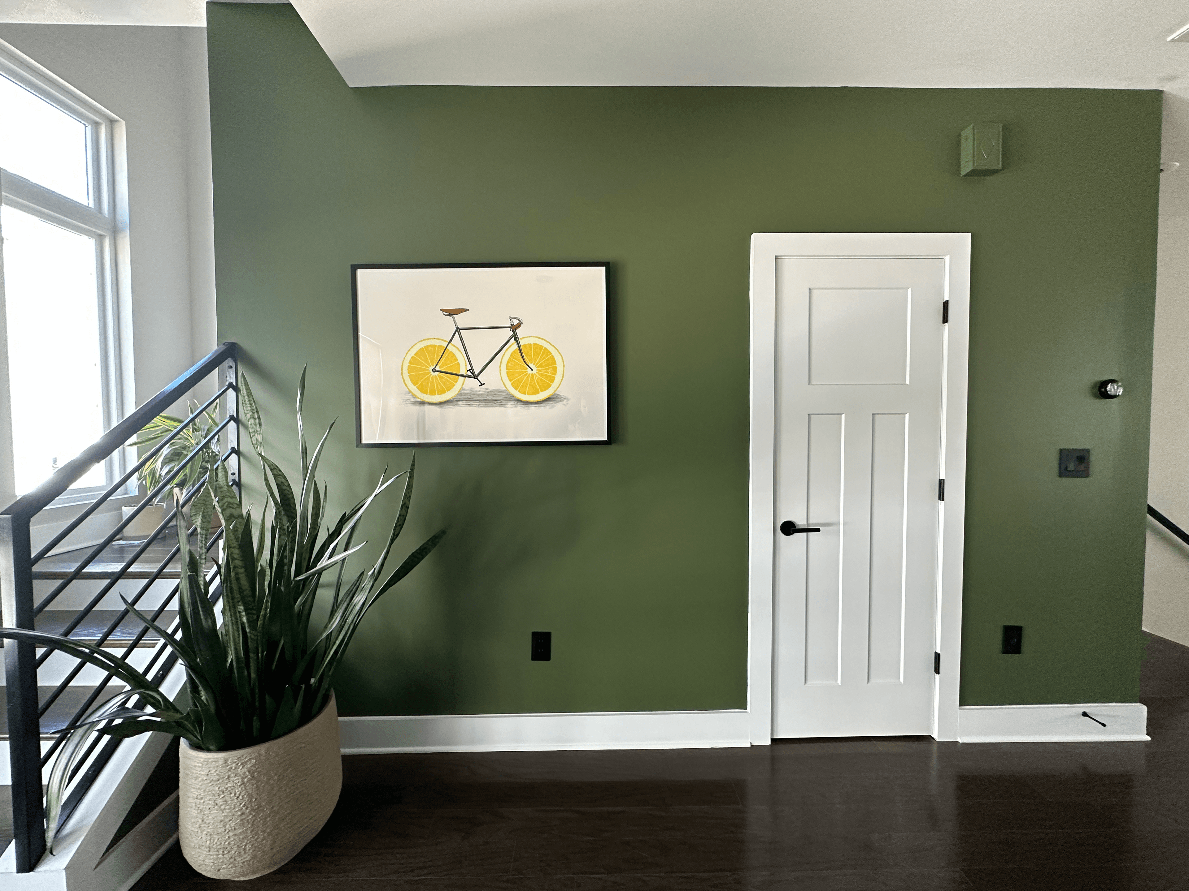 A kitchen accent wall in Charlotte, NC, painted in Oakmoss SW 6180 by Sherwin-Williams.

Interior paint project completed by Craftwork.