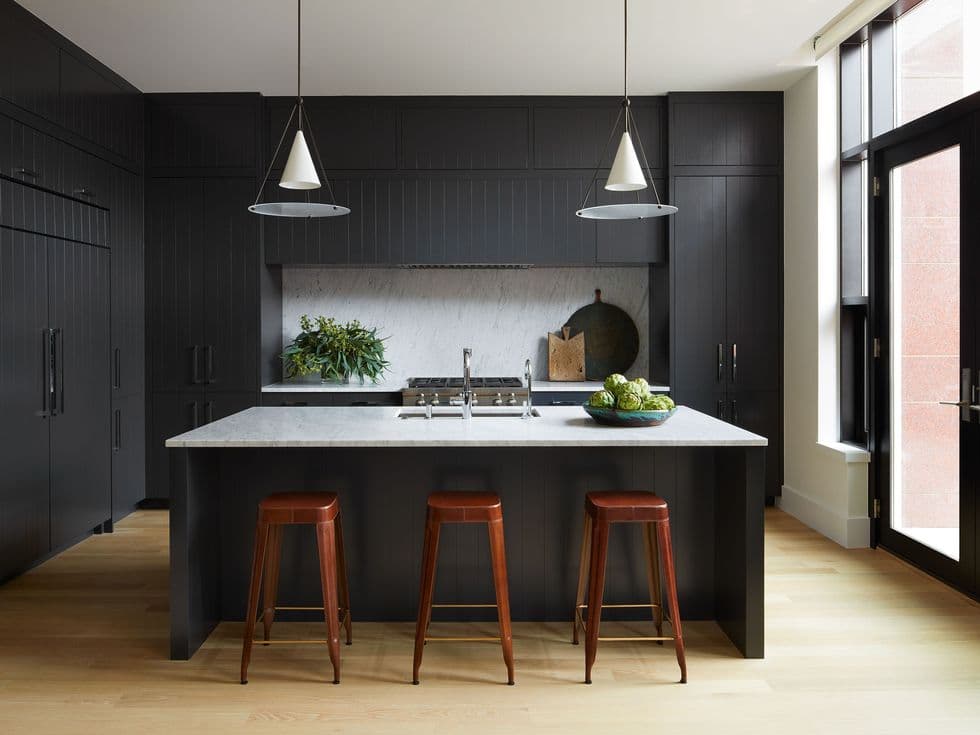 Mopboard Black by Benjamin Moore, featured in Elle Decor