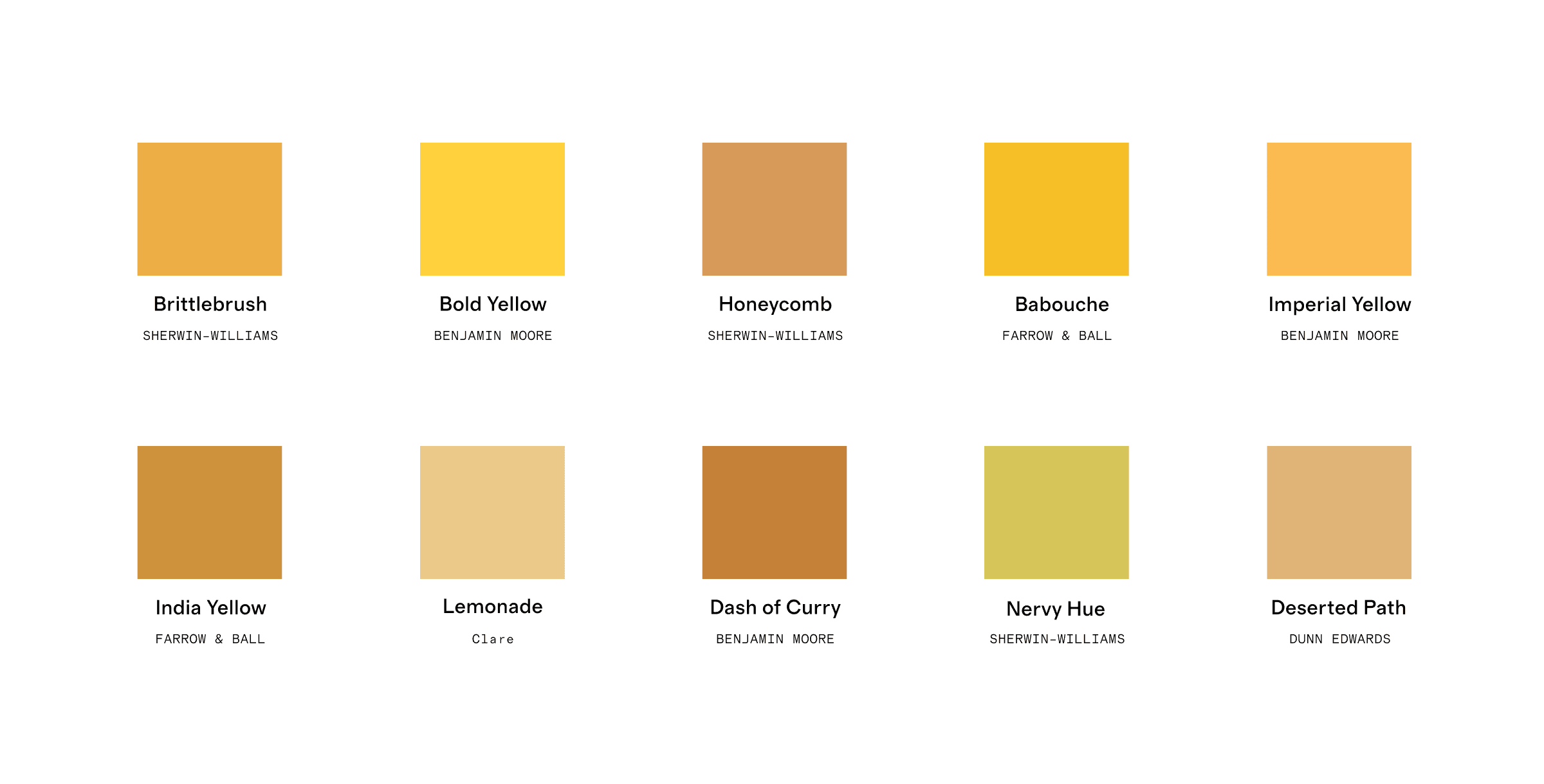 Craftwork's favorite yellows 2023