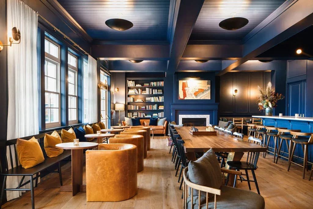 Gentleman's Gray by Benjamin Moore, featured in Domino, featured in the Lake House on Canandaigua's Library Bar