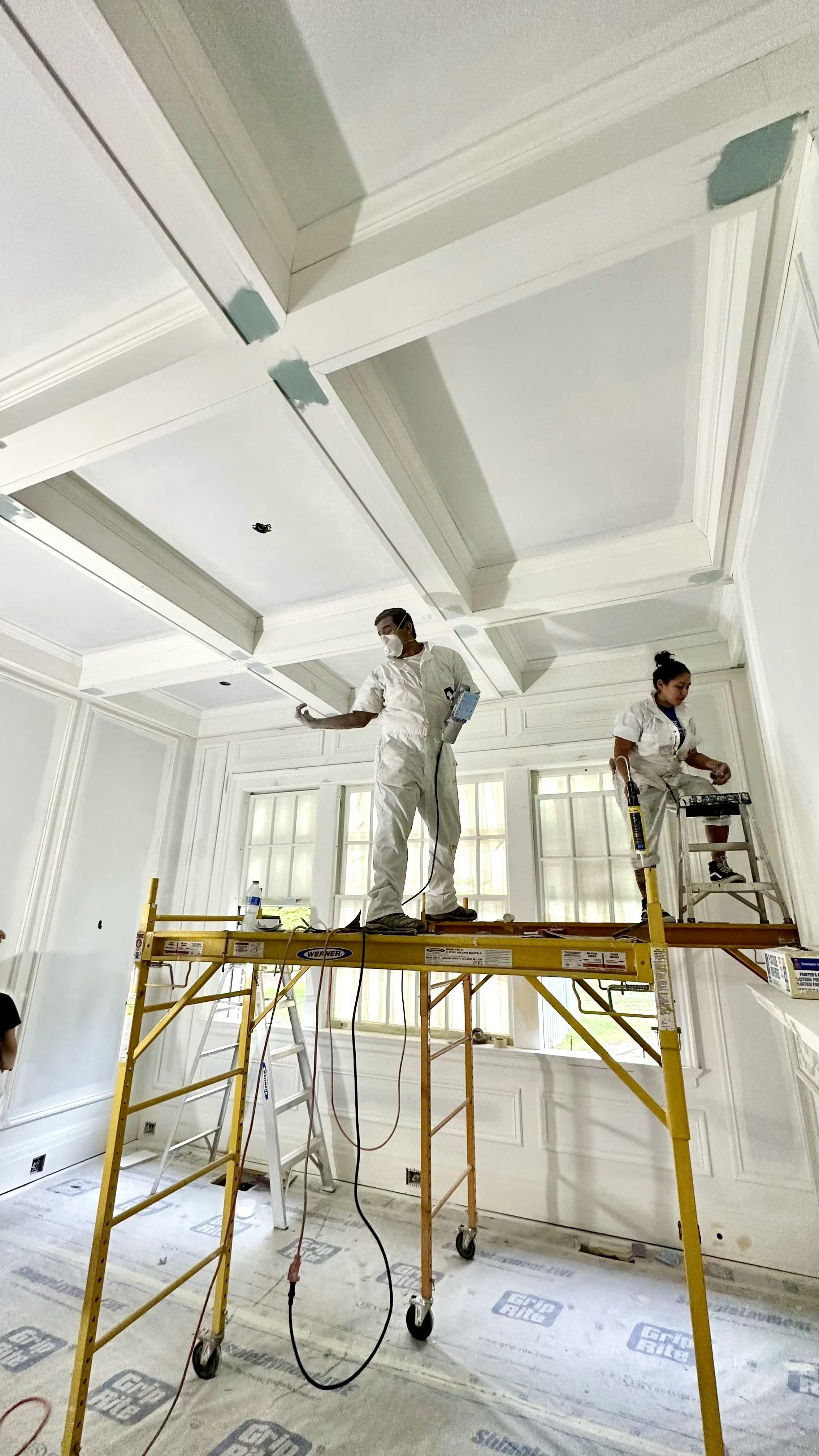 Hiring paint experts for ceilings, specialty designs, and staircases is a good idea for your safety and physical health. 