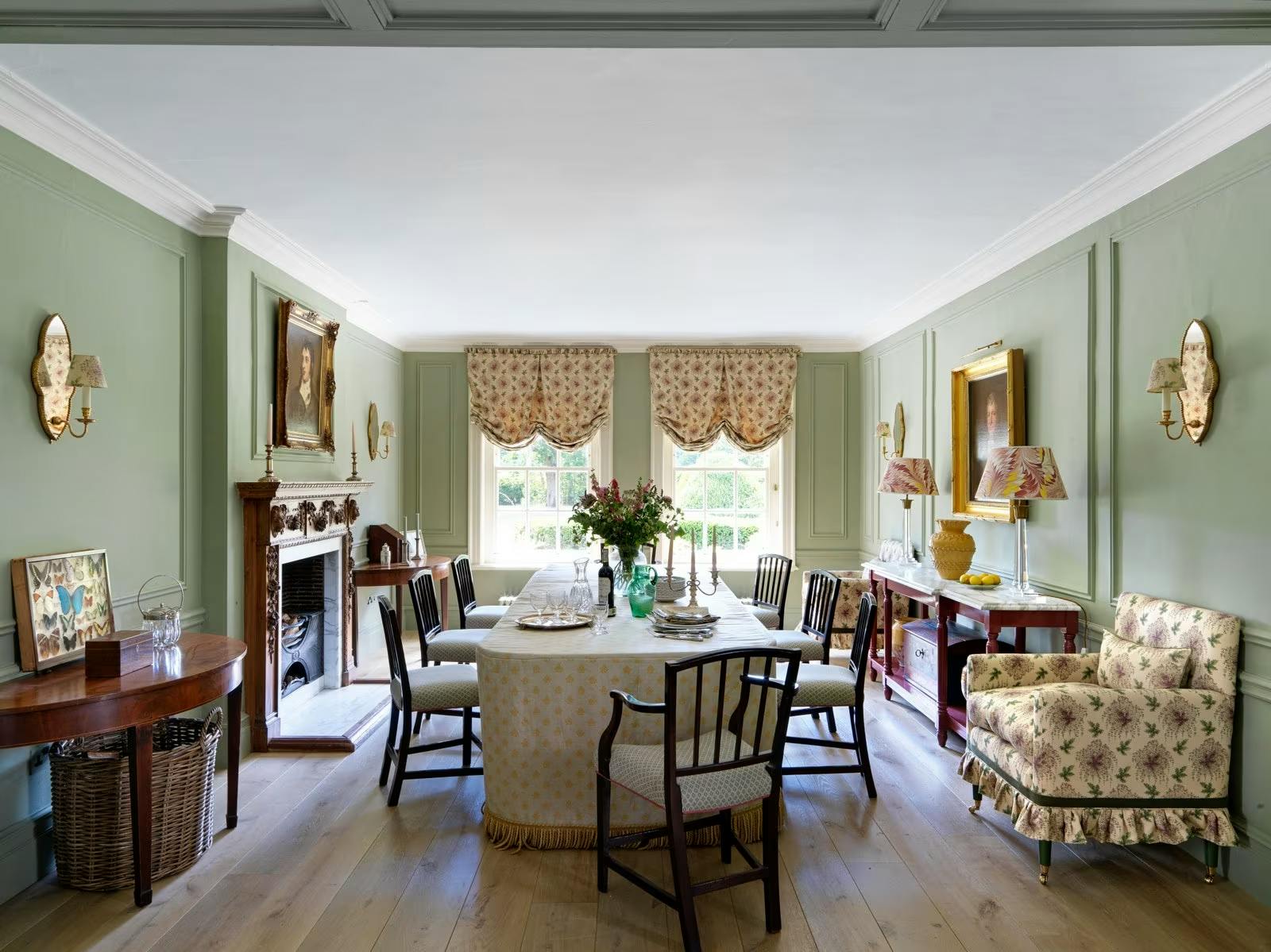 Lichen by Farrow & Ball, featured in Architectural Digest, designed by Salvesen Graham, photo by Simon Brown