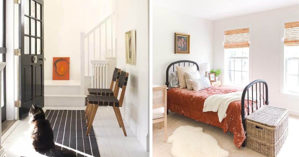 White Dove by Benjamin Moore; left image from Benjamin Moore; right image photo by Amelia Lawerence