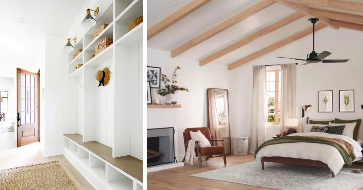 Pure White SW 7005; Left Image: Photo by Plank & Pillow; Right Image; Photo from Sherwin-Williams