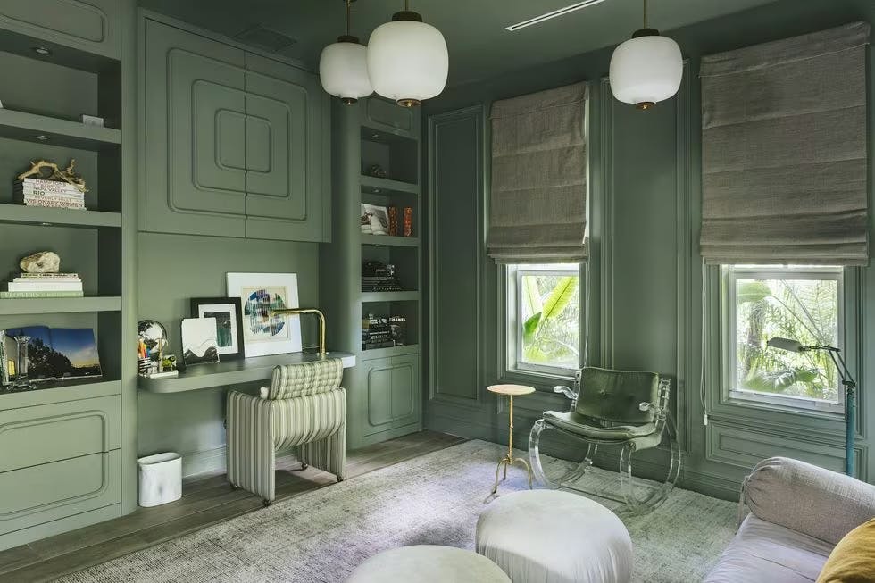 Card Room Green by Farrow & Ball, Designed by, Gillian Segal, Photo by Nick Mele