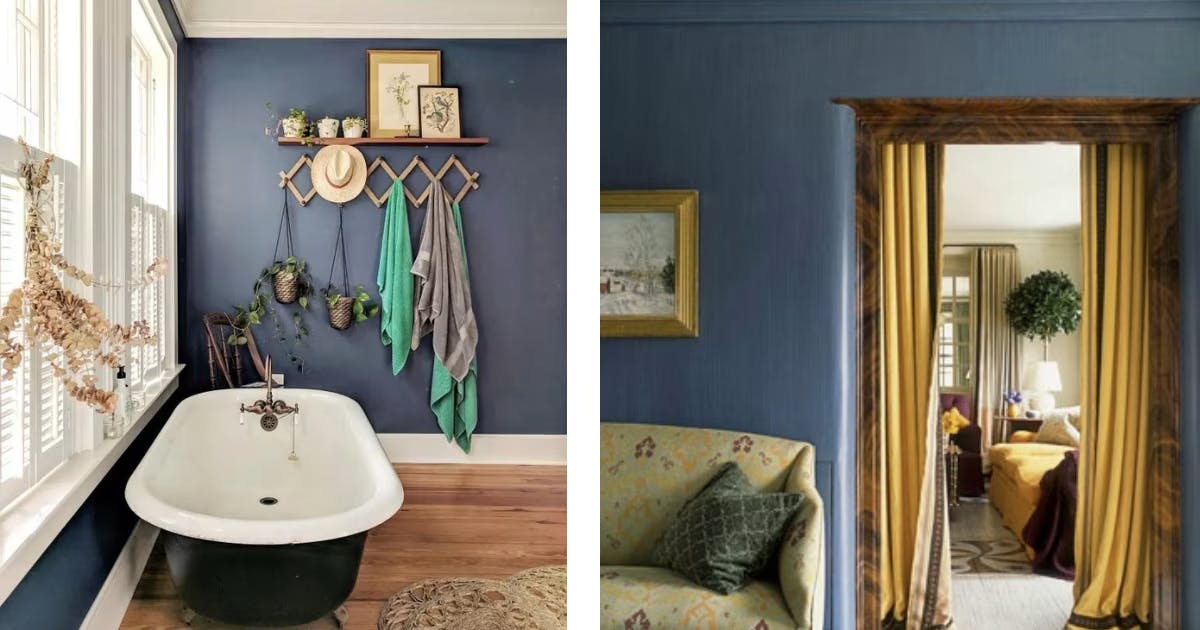 Van Deusen Blue by Benjamin Moore; left image featured in Apartment Therapy, photo by Courtney and John Achilli; right photo by Jefery Billhuber.