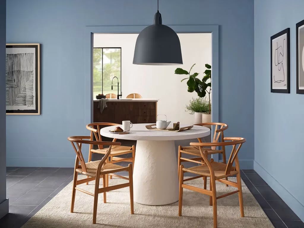 Sherwin-Williams example of Aleutian SW 6241  in a dining room