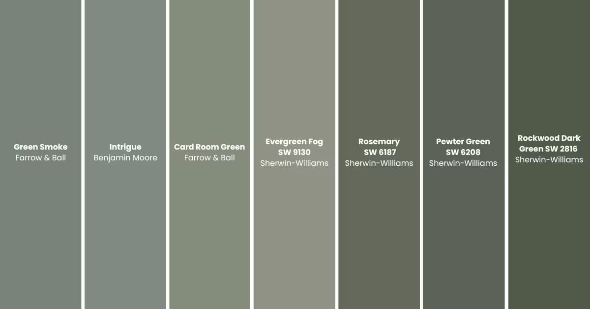 Green color swatches online paint